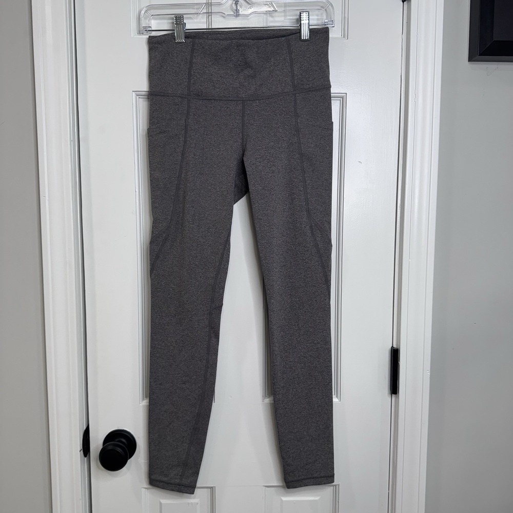 Athleta Leggings Womens Small Gray Heathered High Rise Pocket Athletic Yoga